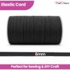 Weddecor 6 mm Flat Elastic Cord, Smooth Surface, Strong and Stretchy, Black, 1 Meter view 2