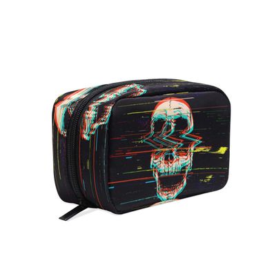 BKEOY Makeup Bag with Glitter Skull Pattern