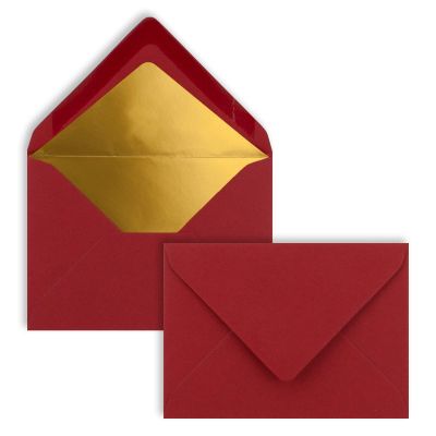 75 Mini Envelopes, Dark Red with Gold Lining, DIN C7, 8.1 x 11.4 cm