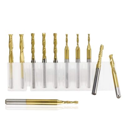 NO LOGO 10-Piece TiN-Coated 2-Flute Carbide CNC Router Bits, 3.175 mm Shank