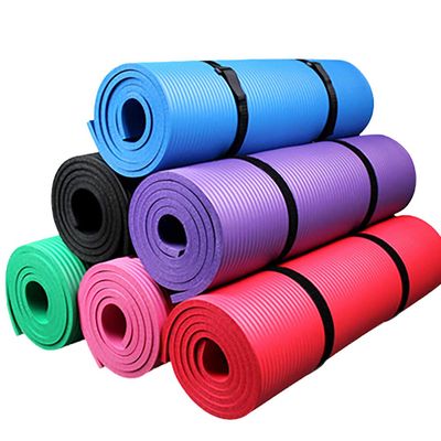 Geminimall Yoga Mat with Carrying Strap | Extra-Thick Exercise Mat | Non-Slip, Durable Workout Mat | Extra-Long Cushion for Yoga, Pilates, Meditation, Gym | 183 x 60 x 1 cm, Black