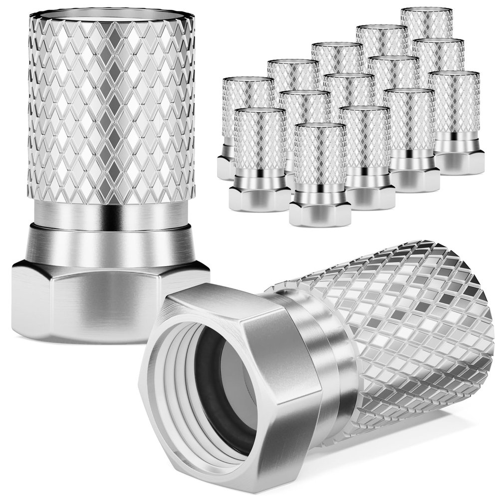 HB-DIGITAL 16-Pack F Connectors, 8.2 mm, Rubber Seal, Nickel-Plated
