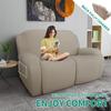 YEMYHOM 6-Piece Stretch Recliner Loveseat Cover, Jacquard, with Side Pocket, Khaki view 2