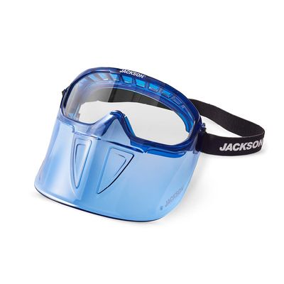 JACKSON SAFETY GPL500 Premium Safety Goggles with Removable Face Shield, Anti-Fog Clear Lens, Blue - 21000