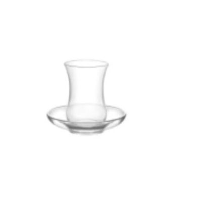 LAV Elegant Turkish Tea Glasses and Saucers, Crystal-Clear Glass Tea Cups, 24-Piece Set with 12 Glasses and 12 Saucers, Made in Turkey