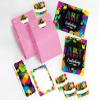 JuNa-Experten 10 Art Party Invitations for Kids, Light Pink, with Envelopes, Bags, Stickers, Bookmarks & Notepads view 1