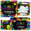 JuNa-Experten 10 Art Party Invitations for Kids, Light Pink, with Envelopes, Bags, Stickers, Bookmarks & Notepads view 2