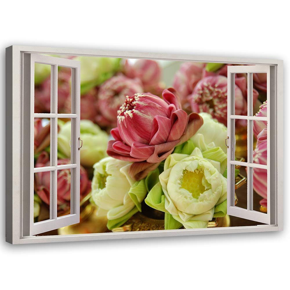 Feeby 3D Illusion Rose Canvas Wall Art, Multicolor, 90 x 60 cm