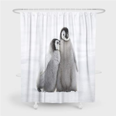 EnHome Waterproof, Mold-Resistant Shower Curtain with 3D Antarctic Penguin Design, 90 x 180 cm