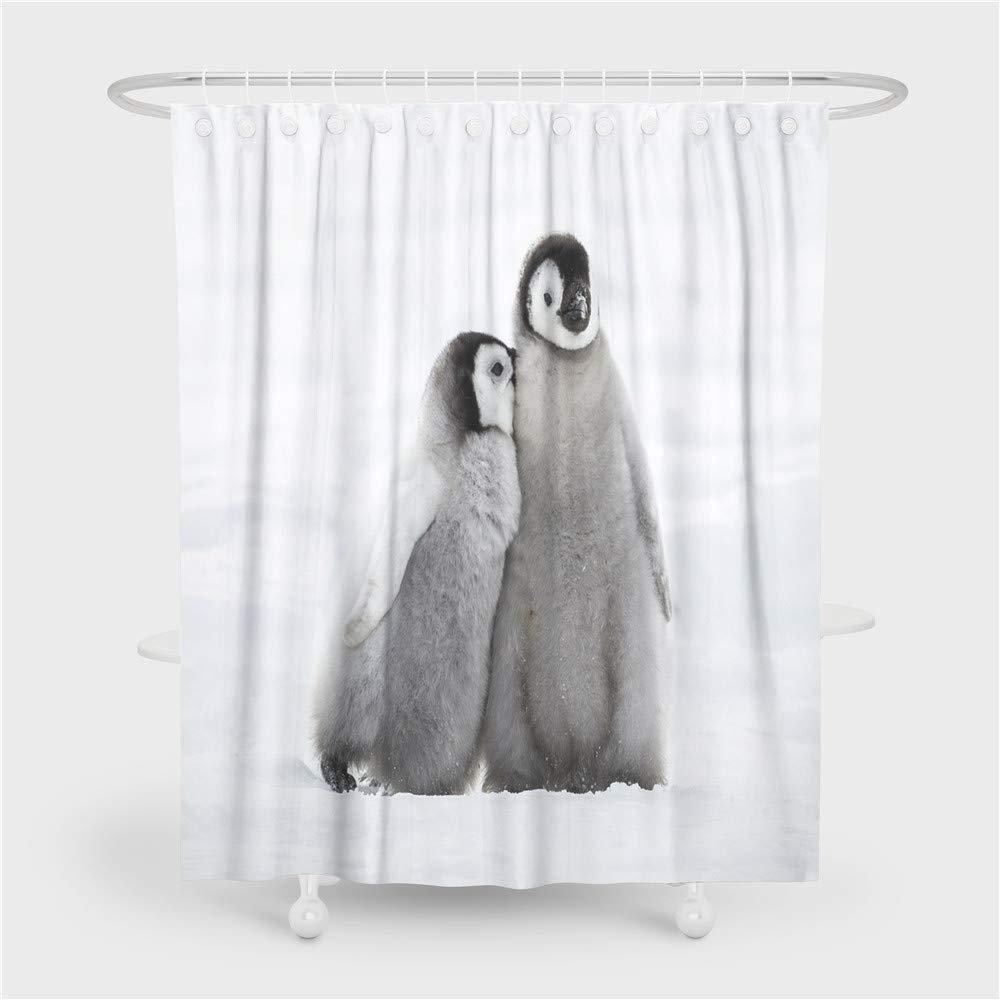 EnHome Waterproof, Mold-Resistant Shower Curtain with 3D Antarctic Penguin Design, 90 x 180 cm