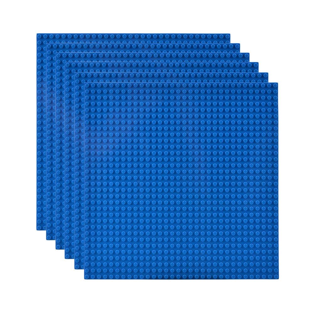 Lekebaby Set of 6 Building Plates Compatible with Most Brands, 25 × 25 cm, Blue Base Plates