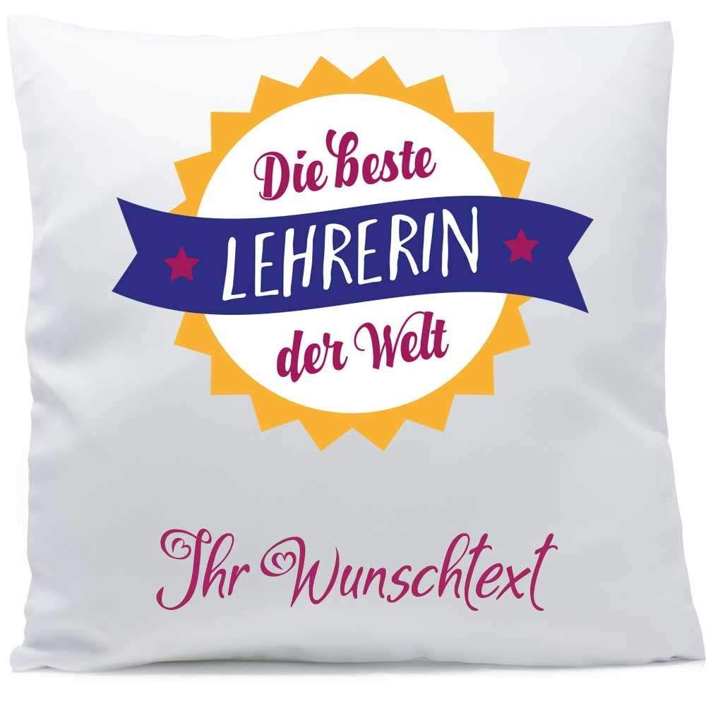 Personalized Pillow with Name or Custom Text “World’s Best Teacher,” 40 x 40 cm, Includes Filling