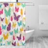 Alaza Butterfly 003 Shower Curtain, Flamingo and Pink Plumeria, Waterproof Polyester, 183 x 183 cm view 1
