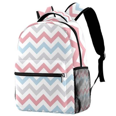 LORVIES Wave-Stripe Zigzag Backpack, Casual School and Travel Book Bag