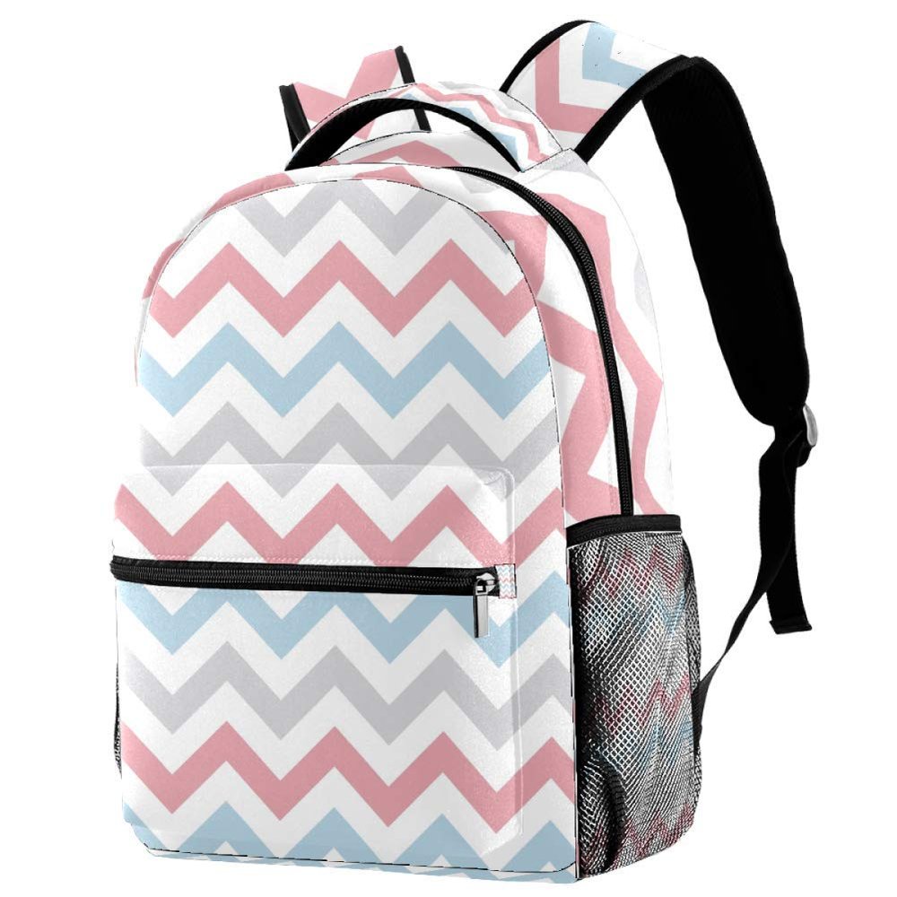LORVIES Wave-Stripe Zigzag Backpack, Casual School and Travel Book Bag