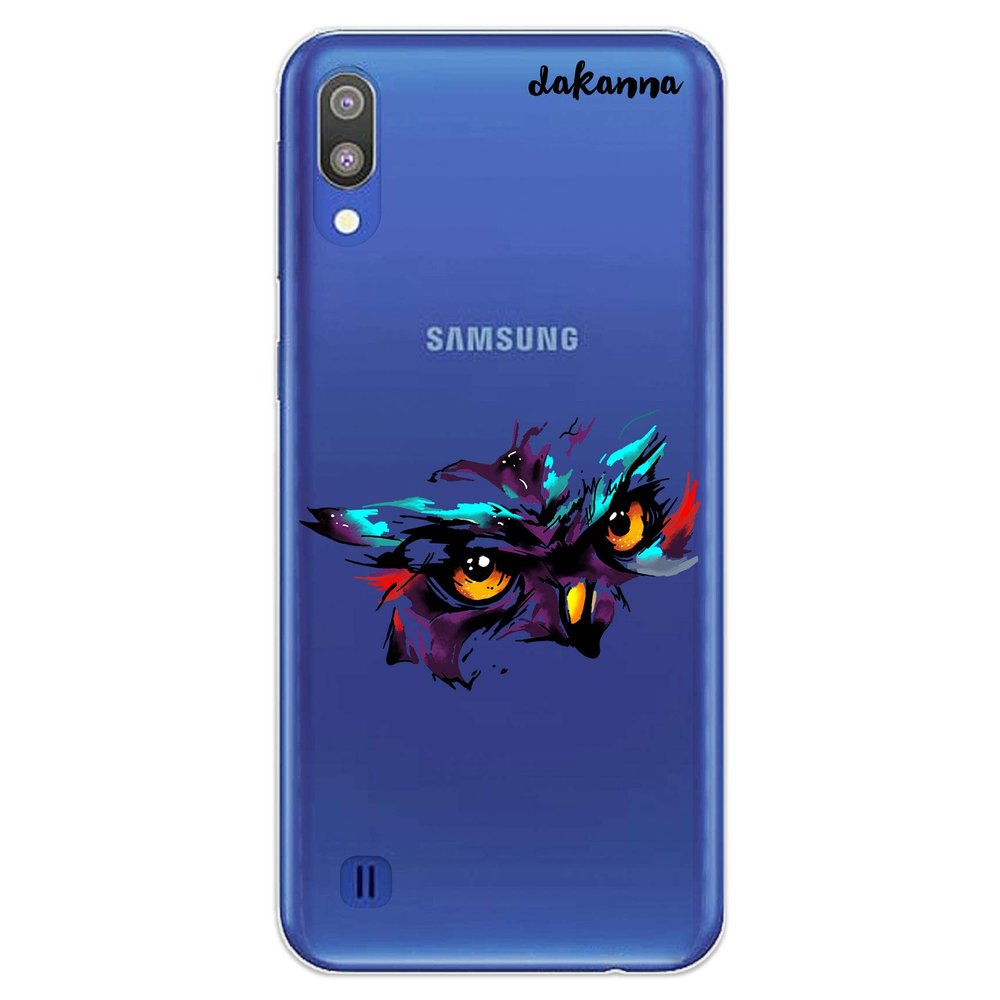 dakanna Compatible with Samsung Galaxy M10 Flexible Silicone Case with Transparent Back, Watercolor Owl Head Design