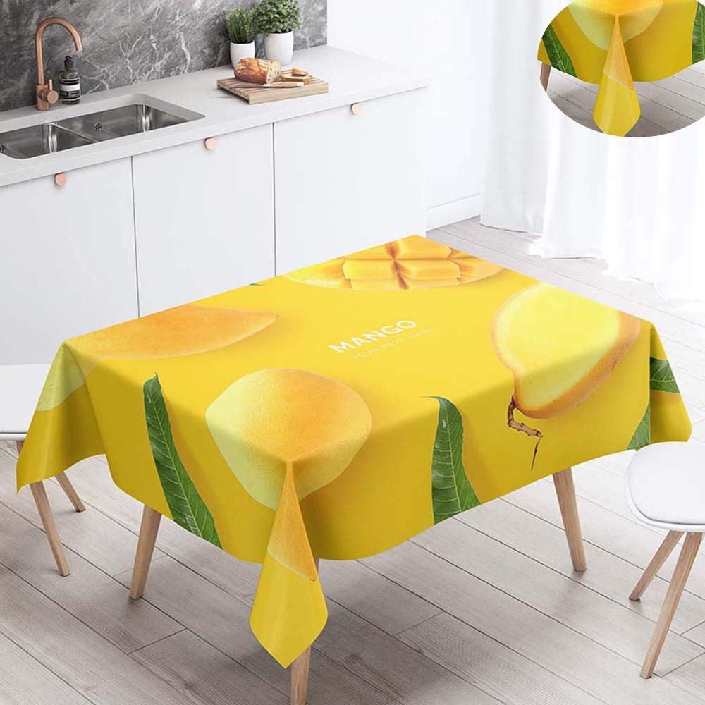 FANSU Water-Resistant Tablecloth, Gold Mango, 90 x 90 cm