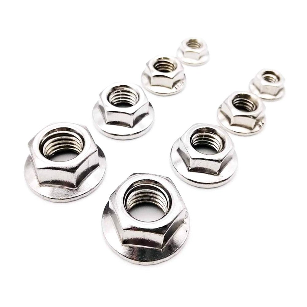 M3/M4/M5/M6/M8/M10/M12 Stainless Steel Hex Serrated Flange Lock Nuts, M10, 5 pcs