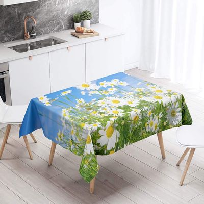 Chickw1 3D Rose Pattern Waterproof Polyester Tablecloth, Rectangular, Washable, 140 x 220 cm, Daisies