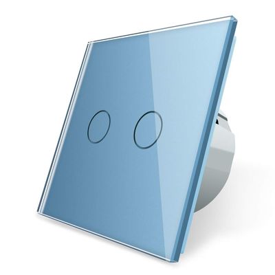 LIVOLO Blue Series Touch Roller Shutter Switch, 2-Gang, Glass Faceplate, Pink/Blue, VL-C702W-19