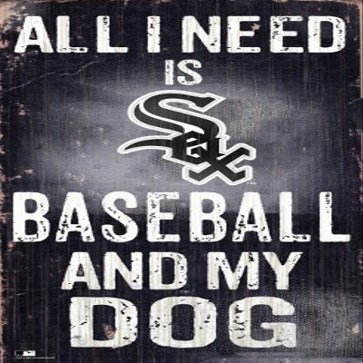 MLB Chicago White Sox Baseball and My Dog Sign, Team Color, 15.2 x 30.5 cm