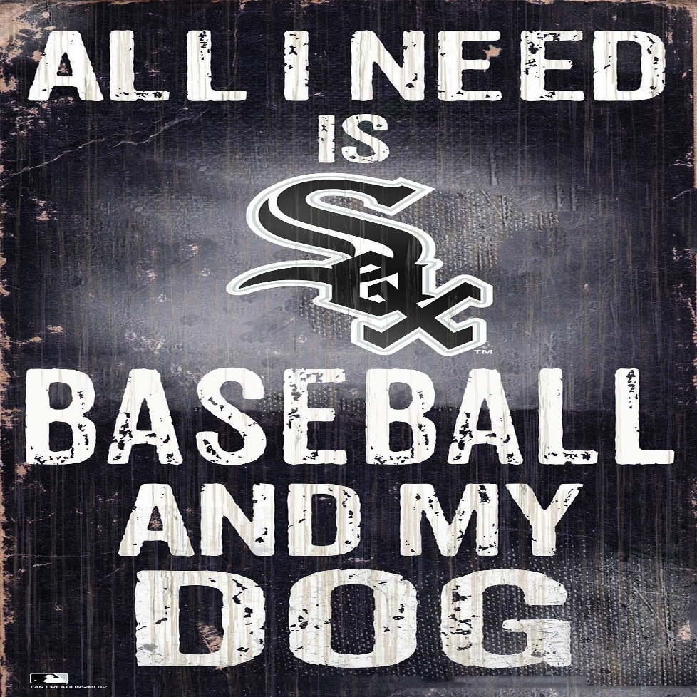 MLB Chicago White Sox Baseball and My Dog Sign, Team Color, 15.2 x 30.5 cm