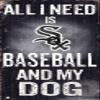 MLB Chicago White Sox Baseball and My Dog Sign, Team Color, 15.2 x 30.5 cm view 1