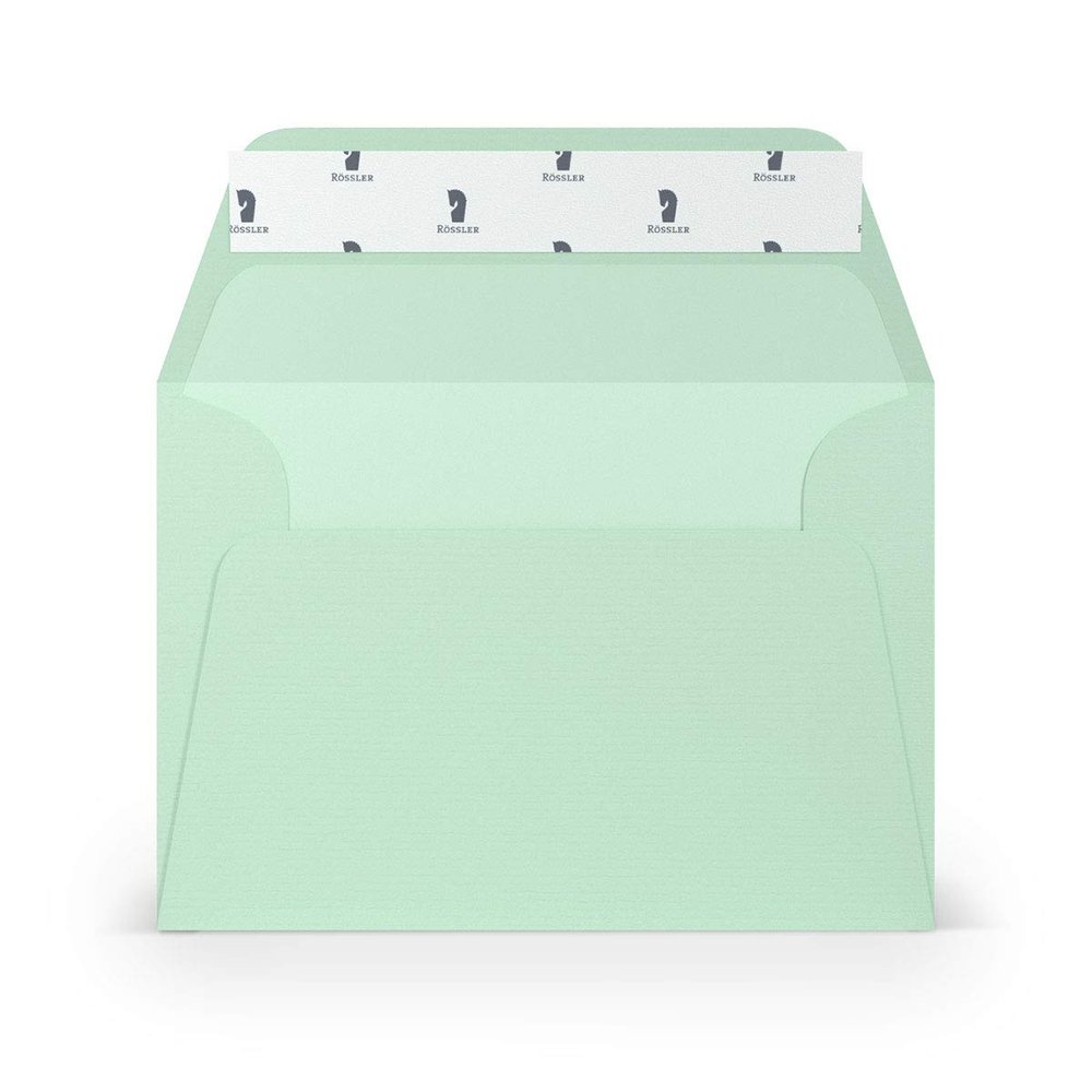 PAPERADO 200 C6 Envelopes, Mint Ribbed, Peel-and-Seal, Silk-Lined, No Window