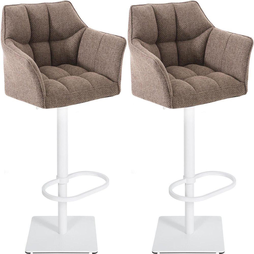 CLP Set of 2 Damaso Fabric Bar Stools, Terra Brown/White