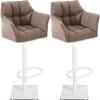 CLP Set of 2 Damaso Fabric Bar Stools, Terra Brown/White view 1