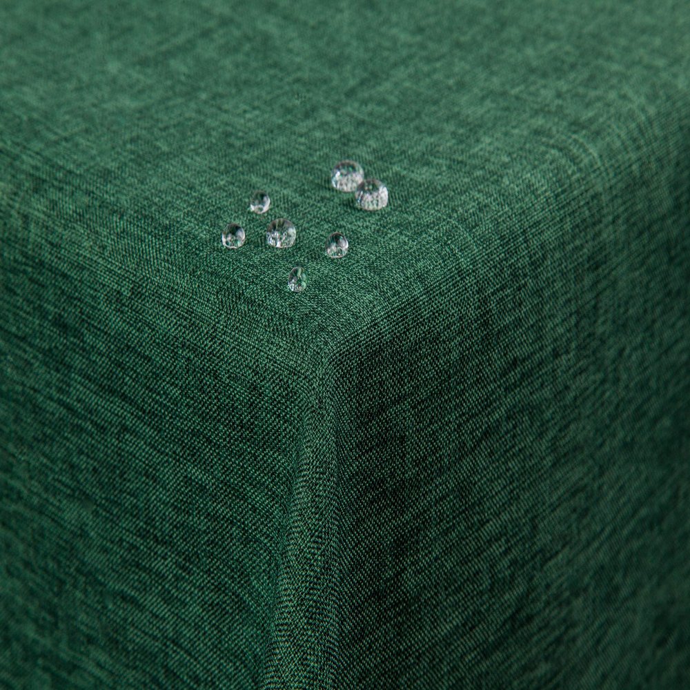 First-Tex Linen-Look Tablecloth, Lotus Effect, Washable, Dark Green, 160 x 360 cm