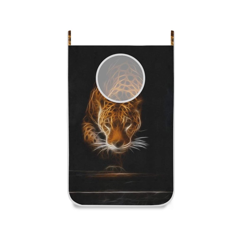 hengpai Over-the-Door Hanging Laundry Bag, Tiger Design, with Stainless Steel Hooks, 2-Pack