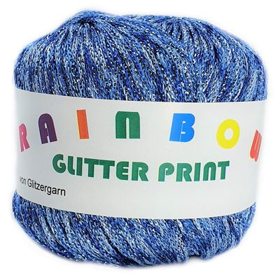Rainbow Glitter Print Yarn, 25 g, Sea Breeze Light Blue