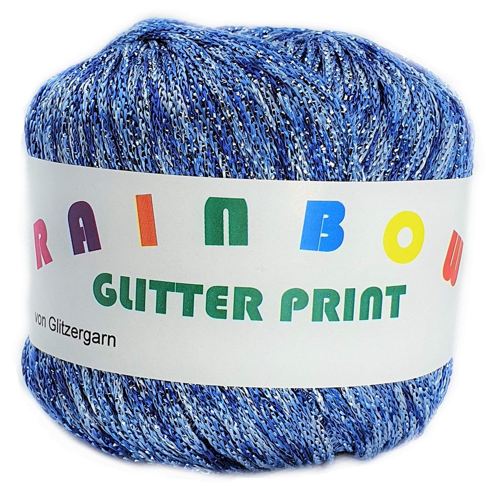 Rainbow Glitter Print Yarn, 25 g, Sea Breeze Light Blue