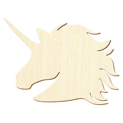 Wooden Unicorn Head – Craft Decoration, 3–50 cm, Pack of 25, Width: 40 cm