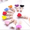 10 Mini Heart-Shaped Wooden Clothespins, Red view 3