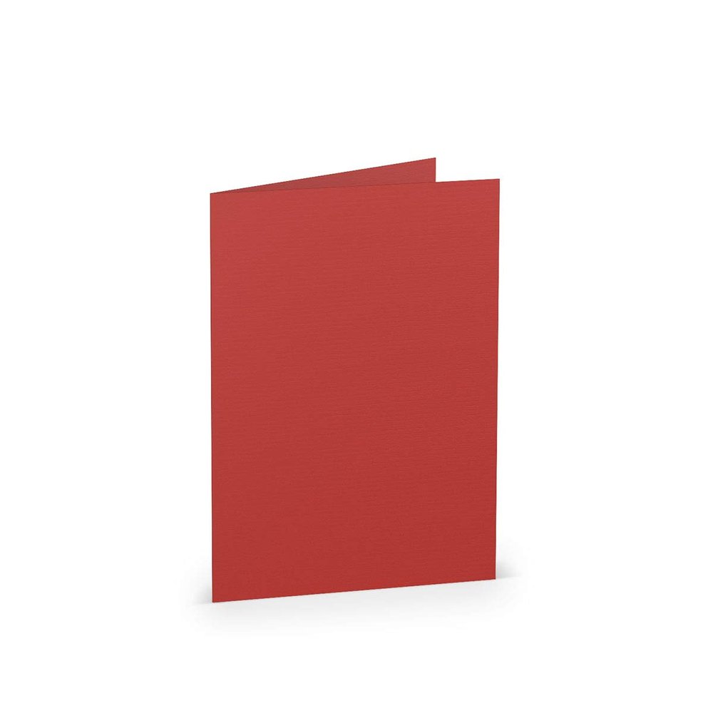 PAPERADO 500 DIN B6 Folded Cards - Tomato Red Ribbed - 220 gsm