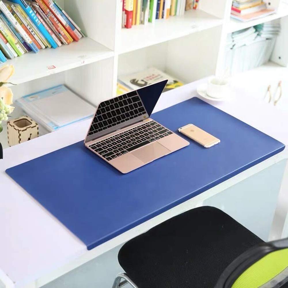 Multifunctional Desk Mat and Mouse Pad with Edge Protection, Waterproof, Non-Slip, Blue, 90 × 40 cm