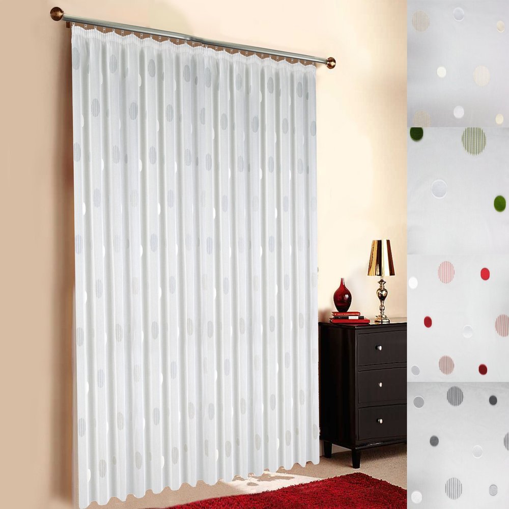 Sun World Custom-Made Scherli Voile Sheer Curtain with Circle Effect and Gather Tape, 245 x 150 cm H x W