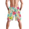 BKEOY Men's Floral Watercolor Beach Shorts with Mesh Lining view 2