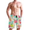 BKEOY Men's Floral Watercolor Beach Shorts with Mesh Lining view 4
