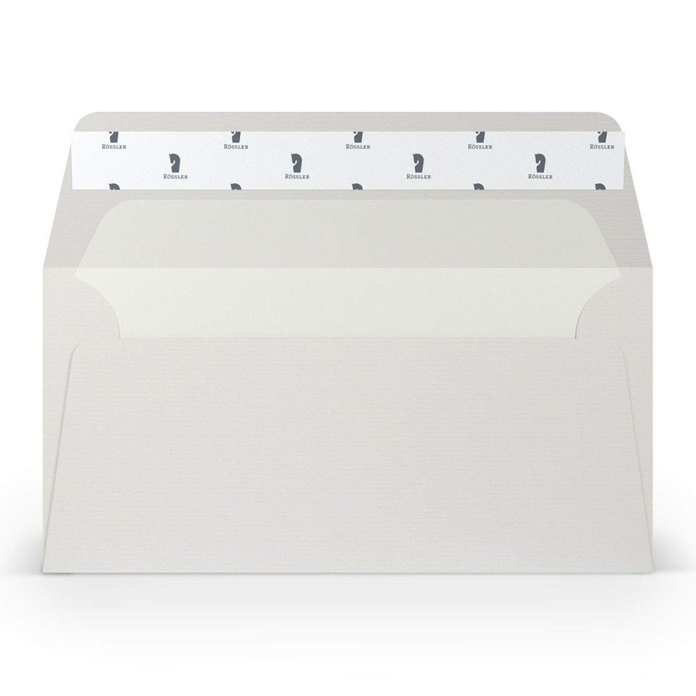 PAPERADO 400 DL Envelopes, Self-Seal, Silk-Lined, Ice Gray Ribbed, 100 gsm, No Window, 22 x 11 cm