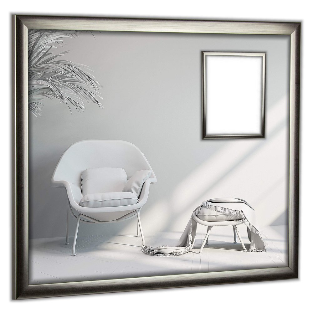 myposterframe Cupid Modern Picture Frame 46 x 51 cm, Silver Patina, 1 mm Anti-Reflective Acrylic Glass