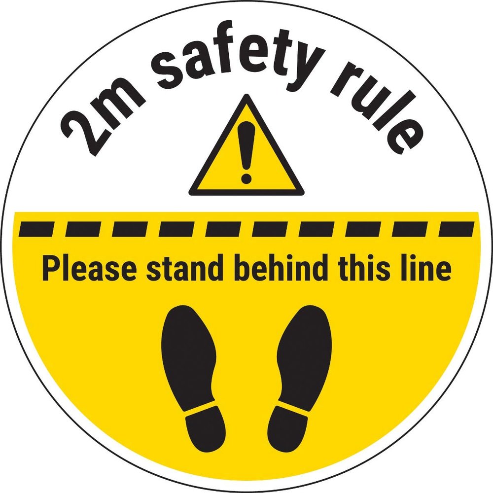 V Safety CV012BK-FS Vsafety 2 m Safety Rule – Stand Behind the Line Self-Adhesive Floor Sticker, 450 mm x 450 mm