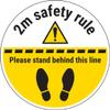 V Safety CV012BK-FS Vsafety 2 m Safety Rule – Stand Behind the Line Self-Adhesive Floor Sticker, 450 mm x 450 mm view 1