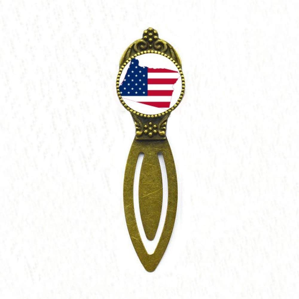 Oregon USA Map Stars and Stripes Flag Bookmark, Retro Bro Label Page Marker