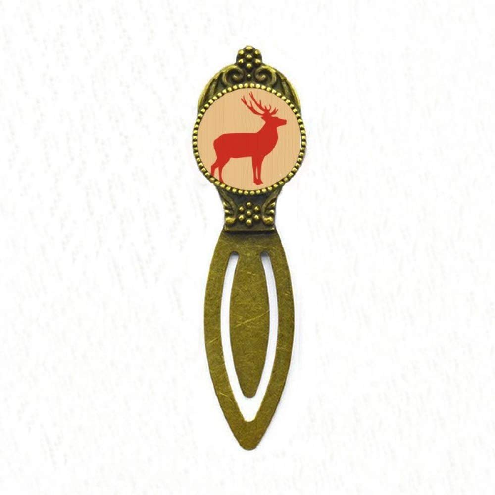 Deer Motif Bookmark, Red Wood Grain, Retro