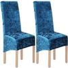 LINGKY Velvet Stretch Dining Chair Covers, Peacock Blue, Set of 2 view 1