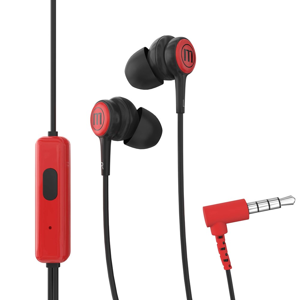 Maxell In-Tips Earphones, Red, In-Ear Headset, Single Jack