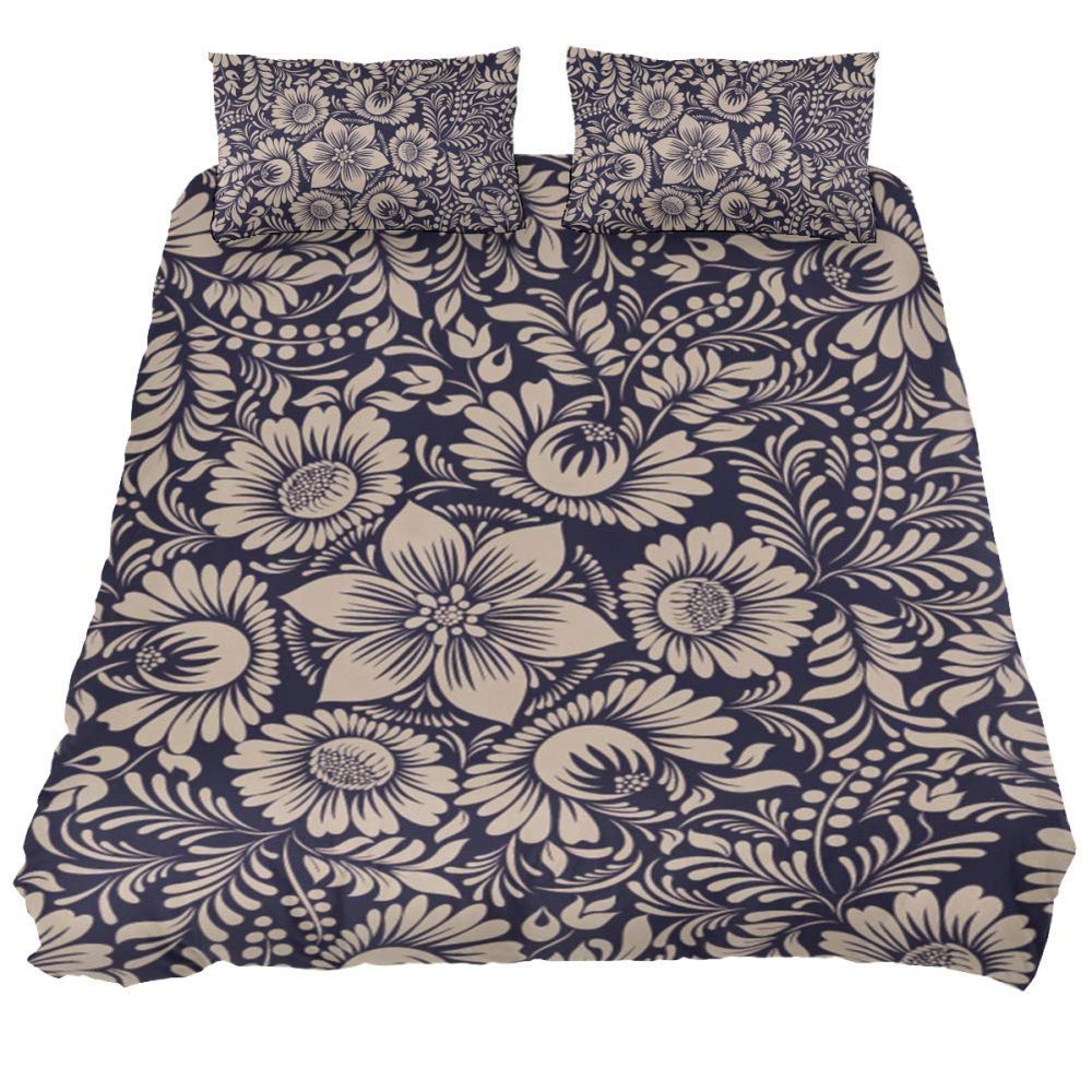 Eslifey Retro Victorian Floral and Leaf Bedding Set, Soft, 3-Piece, Twin, Multicolor